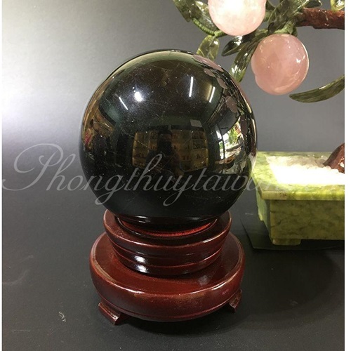 Bi cầu Obsidian Tự nhiên màu Đen 7.8cm - đặt bàn làm việc, quà tặng, .....
