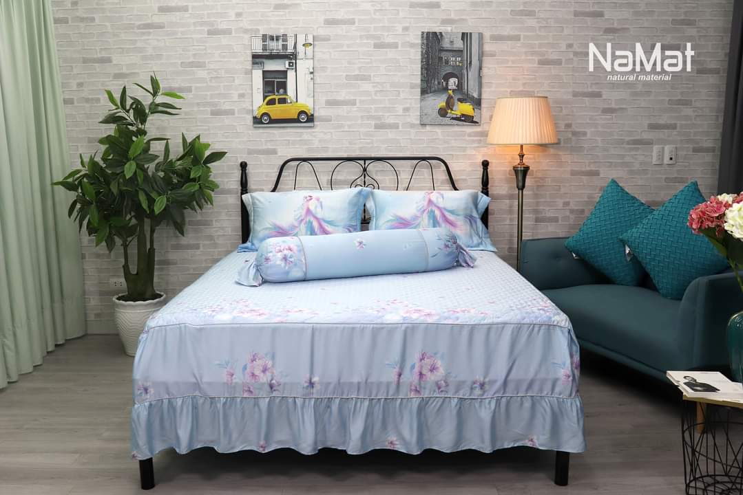 BỘ CHĂN GA GỐI PROTENCEL VŨ ĐIỂU XANH 180*200*20