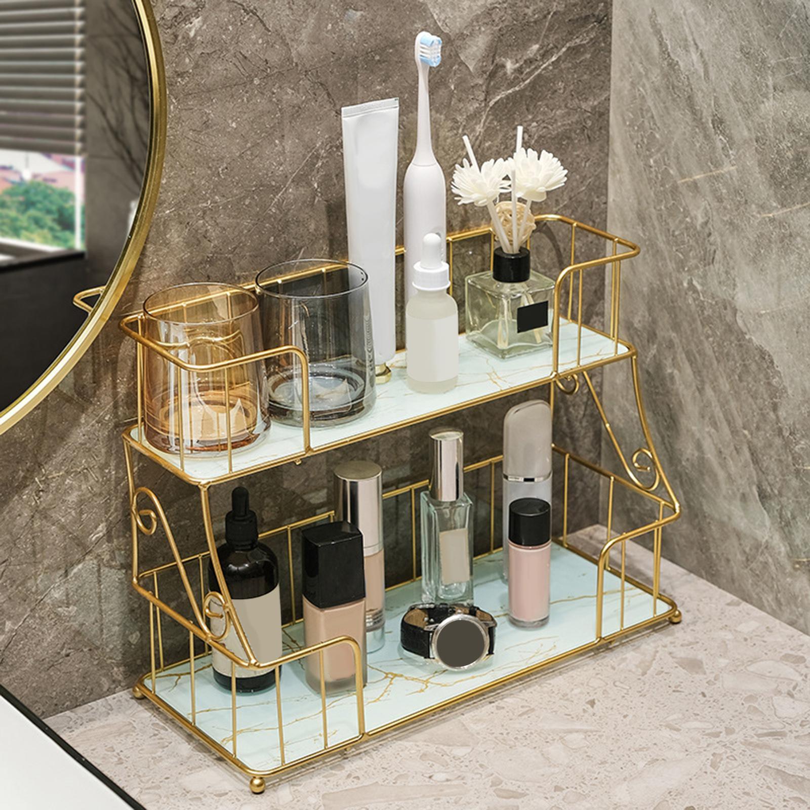 Bathroom Organizer Rack Shower Caddy Shelf Makeup Storage Rack Coutertop White