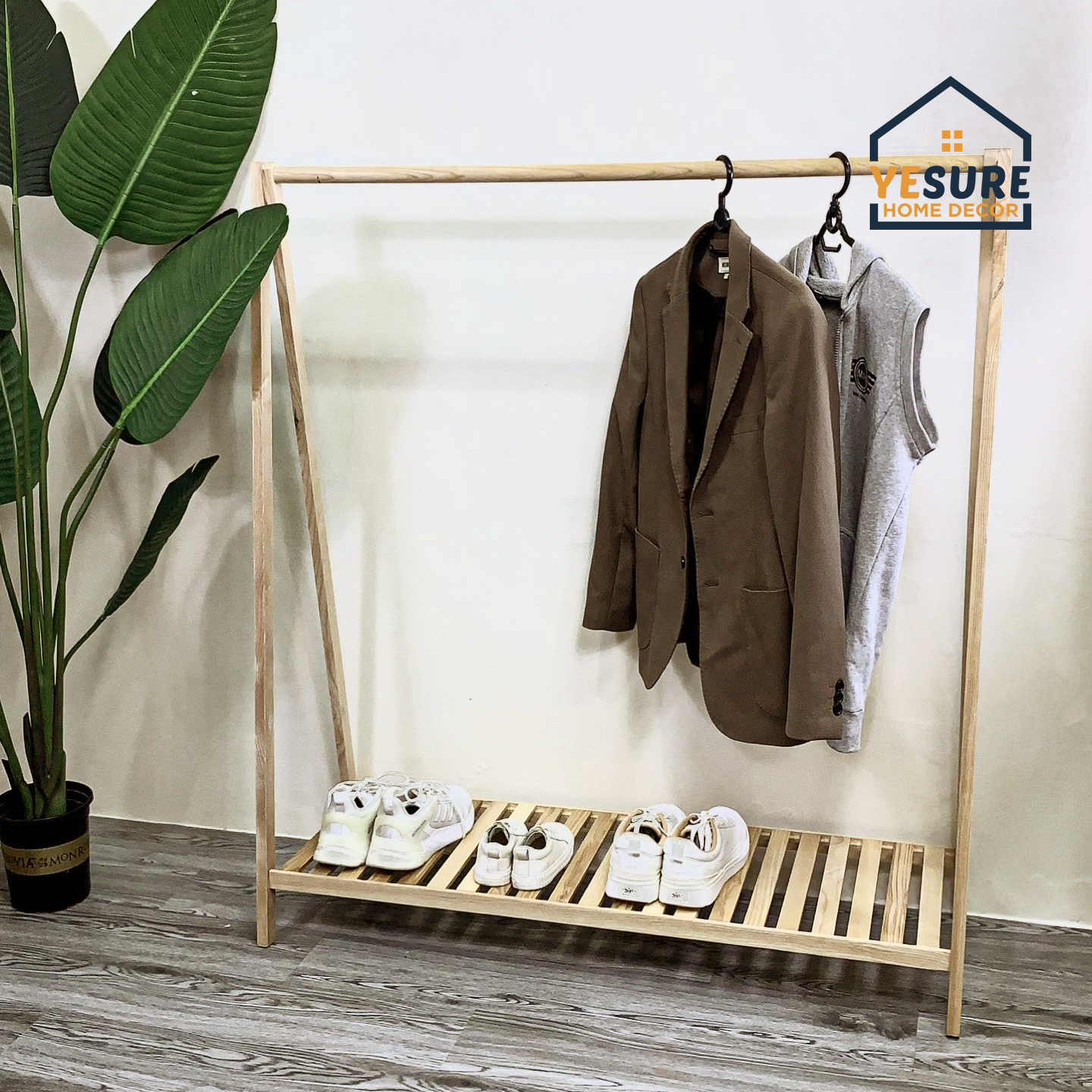 Giá kệ treo quần áo chữ A 1 tầng gỗ Tần Bì kiêm kệ móc quần áo đa năng trang trí phòng YESURE HOME DECOR - Hàng chính hãng