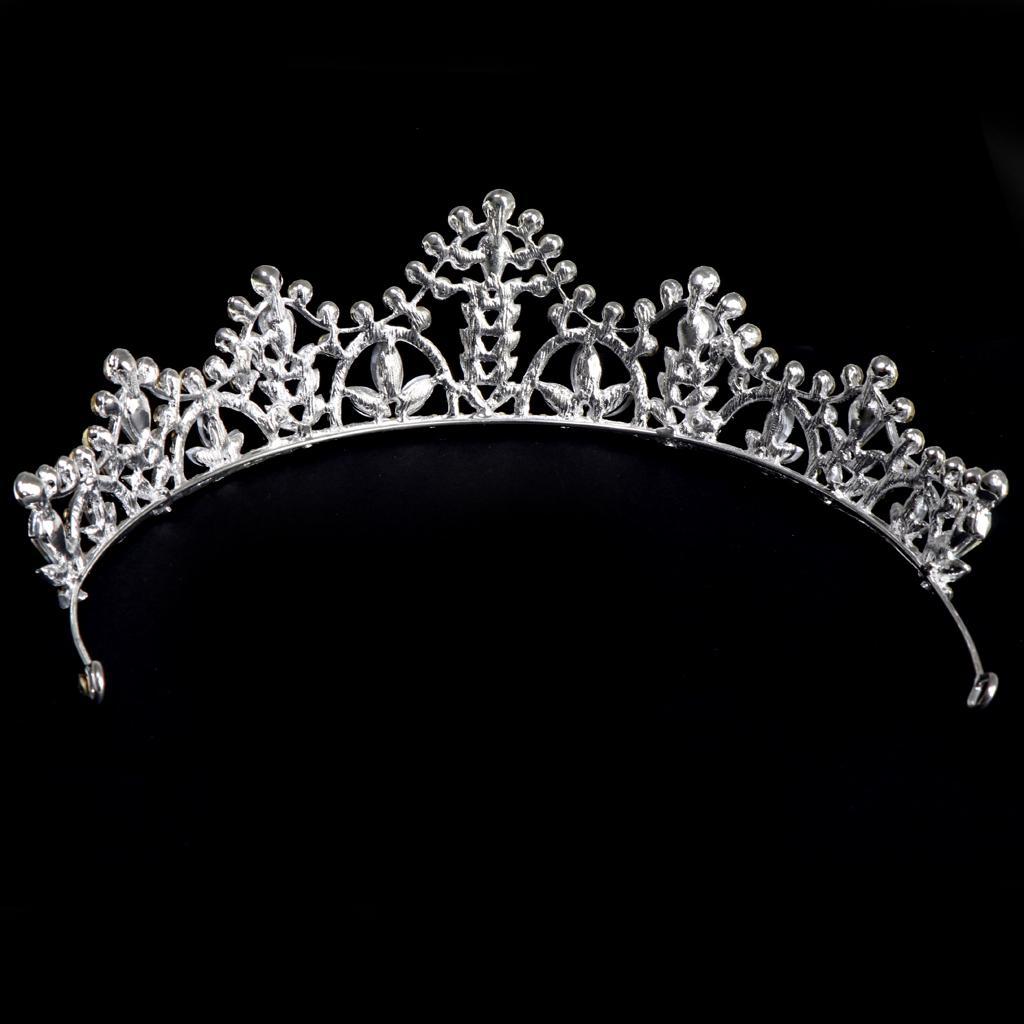 Silver Crystal Tiaras Princess Bridal Crown Hair Clasp For Wedding Party