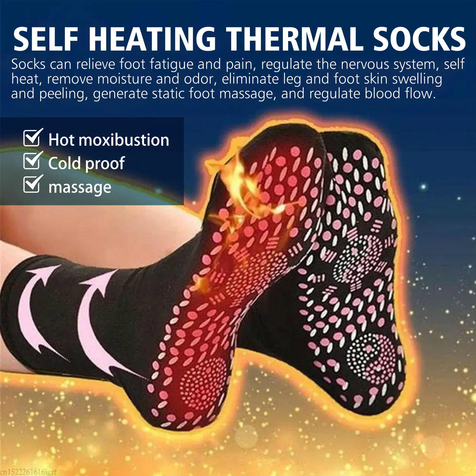 South Moon 1 pair of Self-heating Massage Socks Skin-friendly Breathable Foot Warmers for Men Women Outdoor Skiing Camping Hiking
