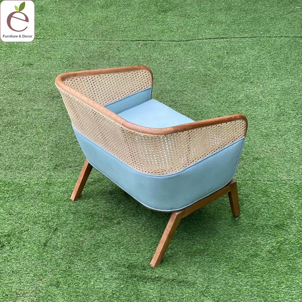 Sofa văng Capitu - Sofa gỗ, đan mây mắt cáo tự nhiên, bọc vải, nỉ, da, màu tùy chọn. Hàng gia công tỉ mỉ.