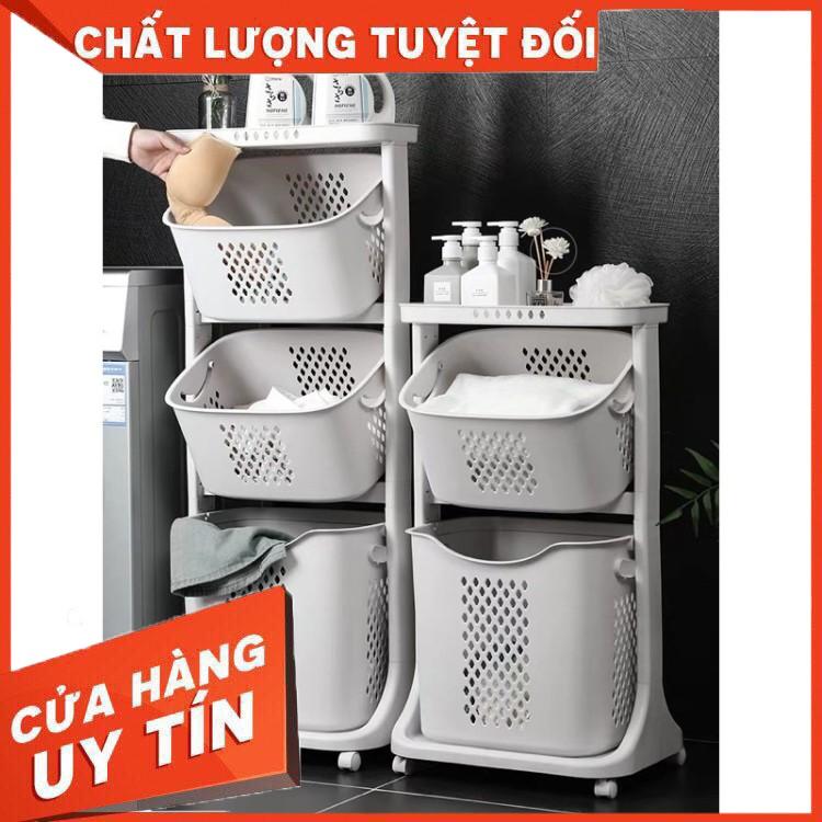 Rổ đựng quần áo 3 tầng có bánh xe