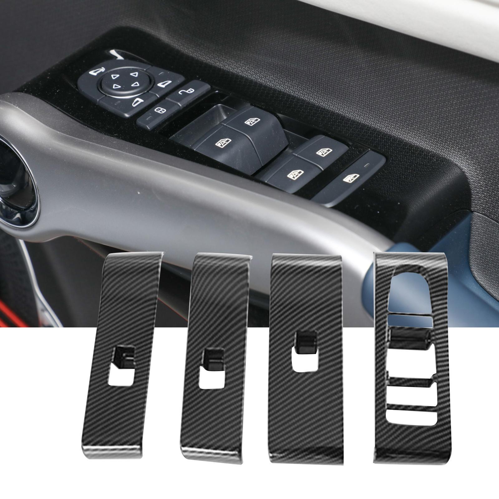 Window Switch Button Covers Sticker Carbon Fiber Color Interior Accessories Easy to Install ,PC, Professional, Durable for Car Door Window