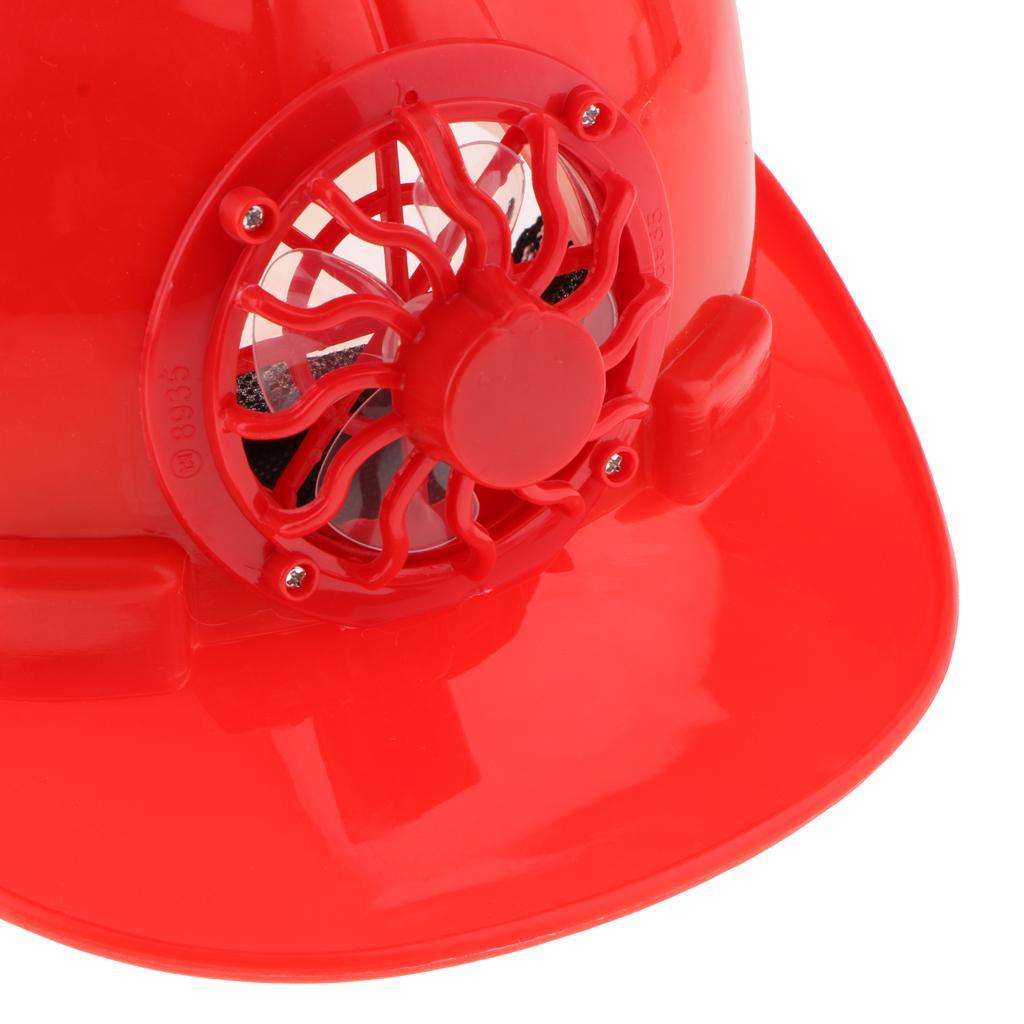 Pack of 2Pcs Solar Powered Lightweight Work Helmet Head Protection Hard Hat with Cooling Fan Red / Yellow