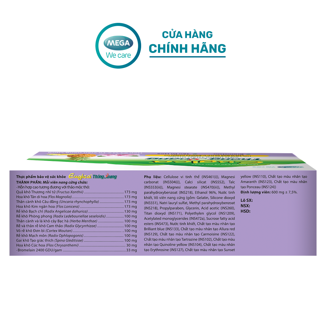 Viên uống thảo dược hỗ trợ giảm các triệu chứng do viêm mũi, viêm xoang EUGICA THÔNG XOANG (Hộp 3 vỉ x 10 viên)