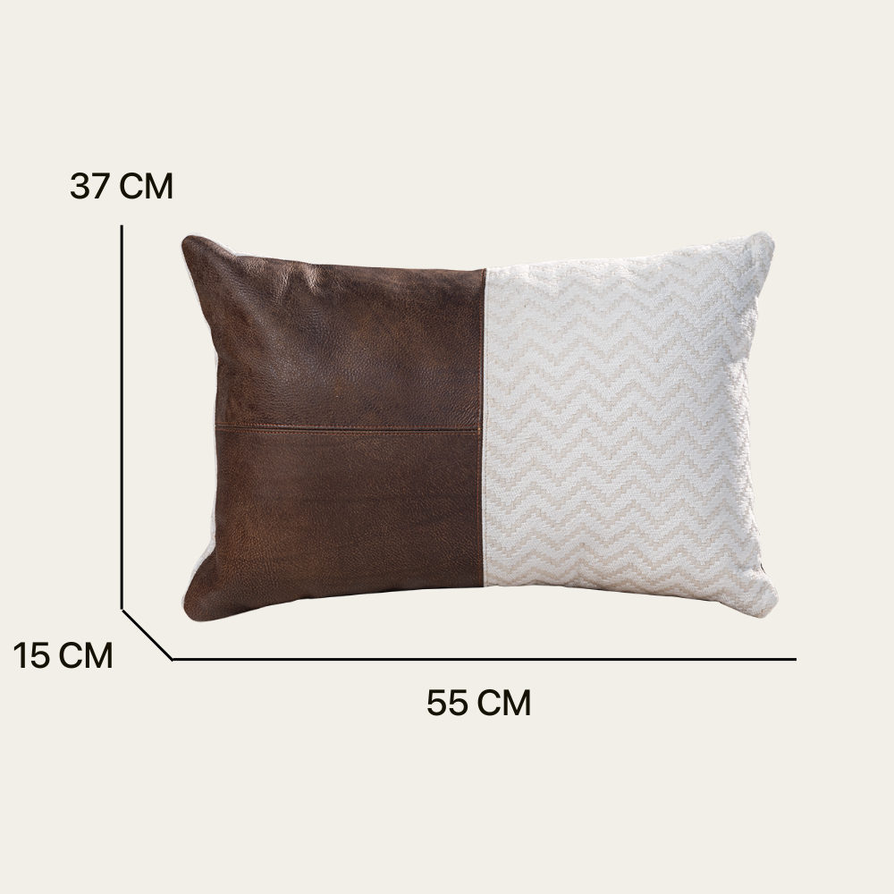 Gối sofa tựa lưng hình chữ nhật dài cao cấp, kết hợp da bò thật và vải DVC6001M | REEKO