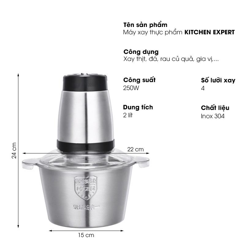 Máy xay thịt cối inox dao xay 4 lưỡi KITCHEN EXPERT (KE2L)