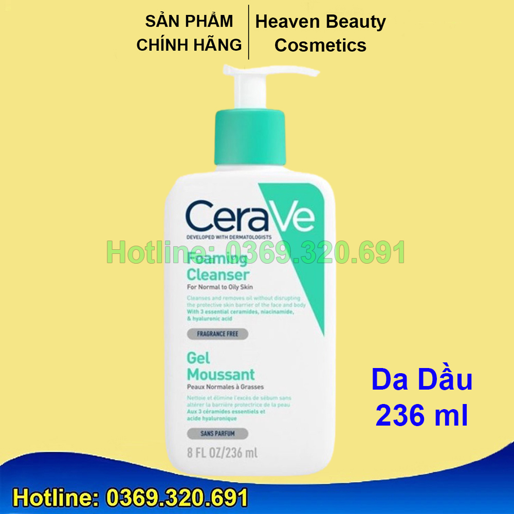 Sữa rửa mặt Cerave chính hãng cho da dầu, da mụn, da khô, Sửa rửa mặt Cerave 236ml, 355ml, 473ml