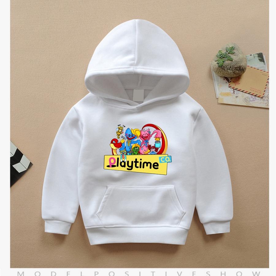 Áo hoodie trắng in hình Poppy Playtime Game chất nỉ bông đủ size cho bé trai bé gái