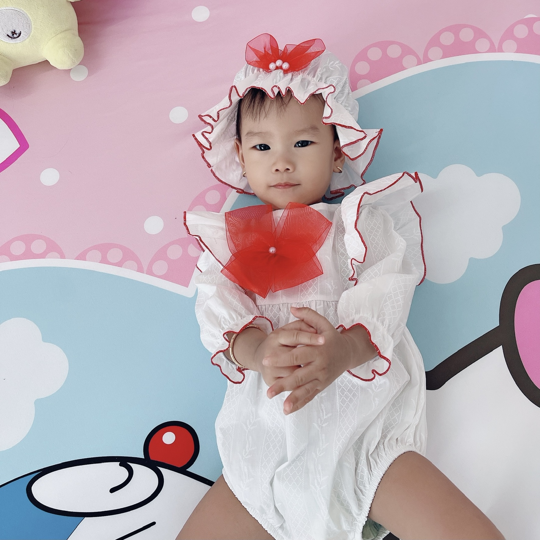 Bodysuit Nơ Handmade Bé Gái 3 Đến 12kg, Áo Liền Quần Bé Gái Chất Thô Nhật
