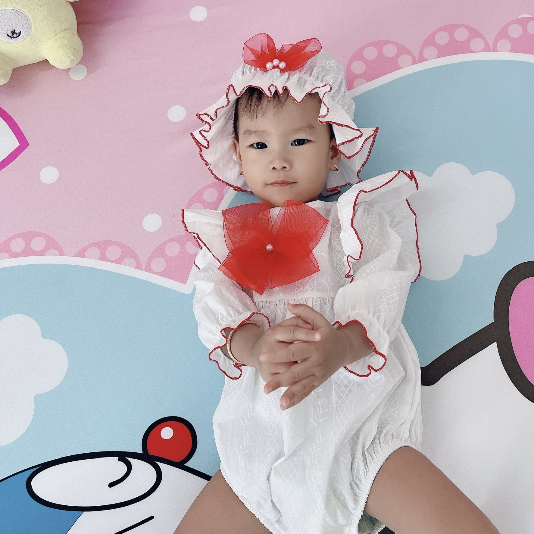 Bodysuit Nơ Handmade Bé Gái 3 Đến 12kg, Áo Liền Quần Bé Gái Chất Thô Nhật [A406