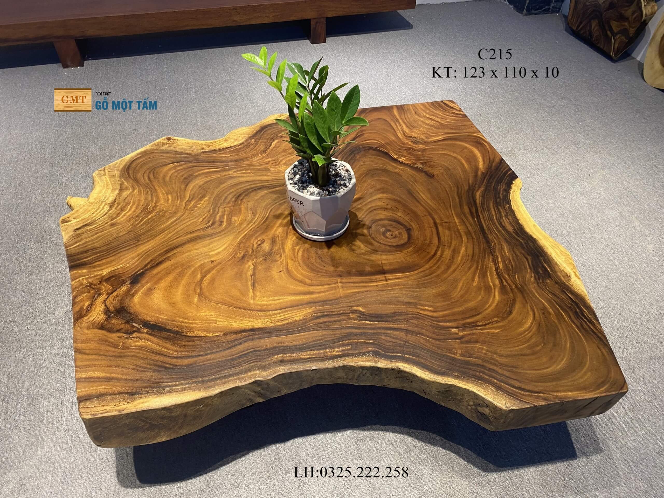 Bàn Sofa Gỗ Me Tây, Bàn Sân Vườn Gỗ Me Tây, Bàn Gỗ Me Tây Nguyên Tấm Dài 1,23m Rộng 1,1m Dày 10cm