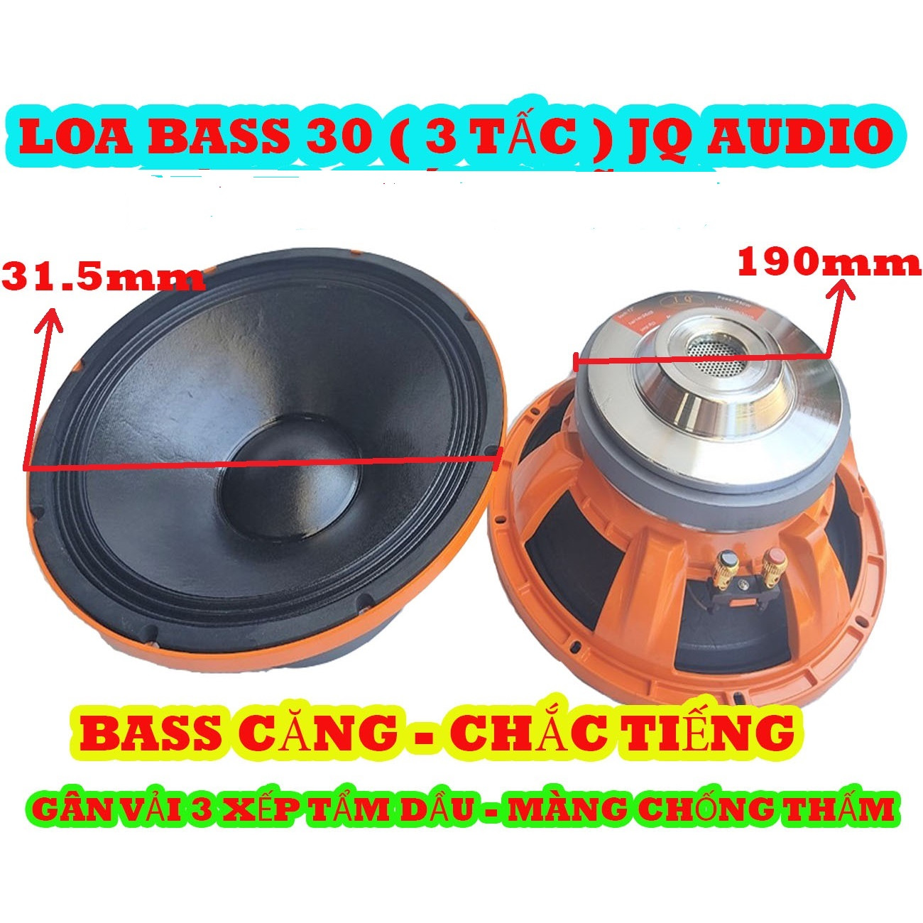 CỦ LOA 30 JQ AUDIO NỘI ĐỊA CHINA TỪ 190 CÔN 75 - XƯƠNG CAM MÀNG CHỐNG THẤM - HÀNG NHẬP KHẨU