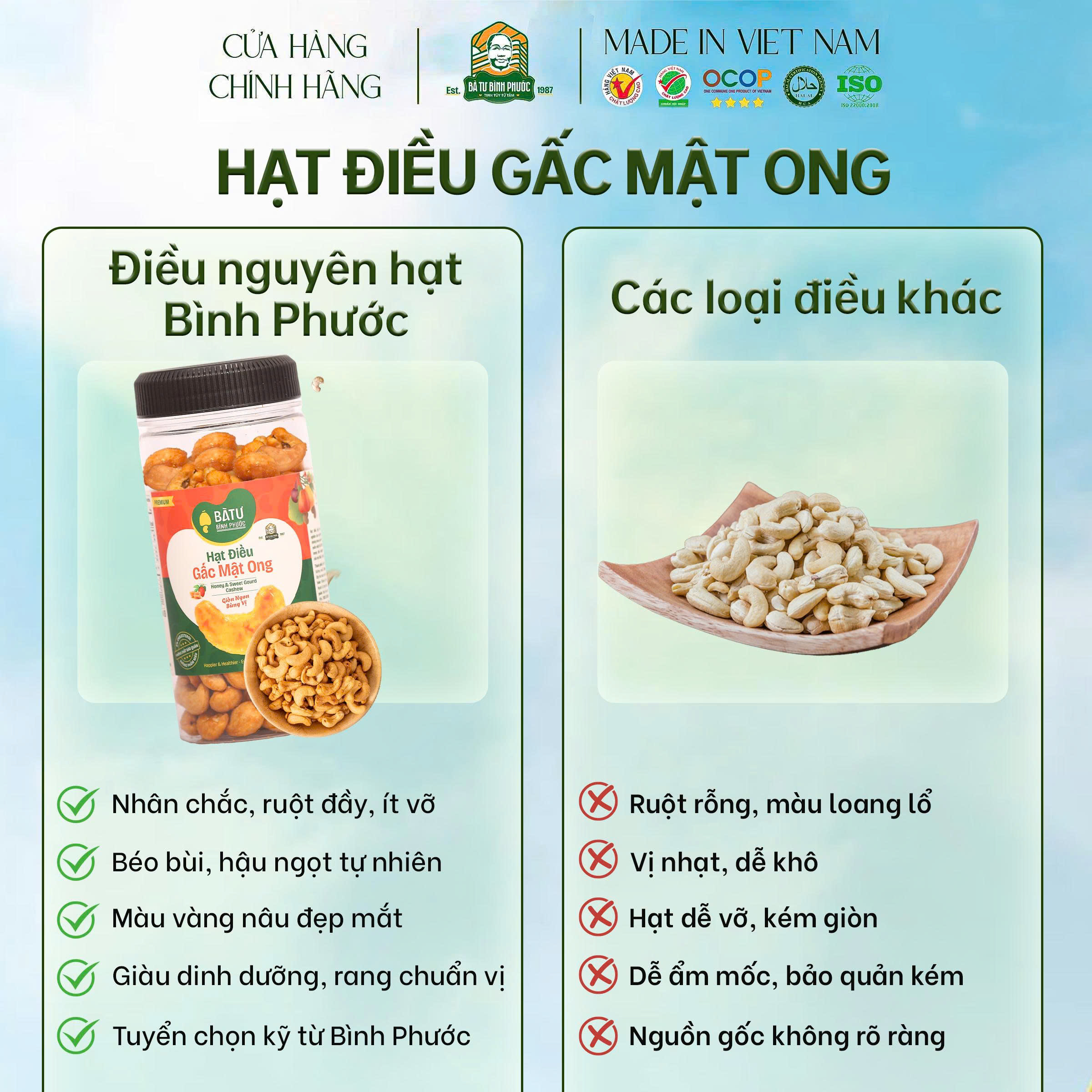 Hạt Điều Gấc Mật Ong Bình Phước 200g -  Giòn Rụm, Đậm Vị Tự Nhiên