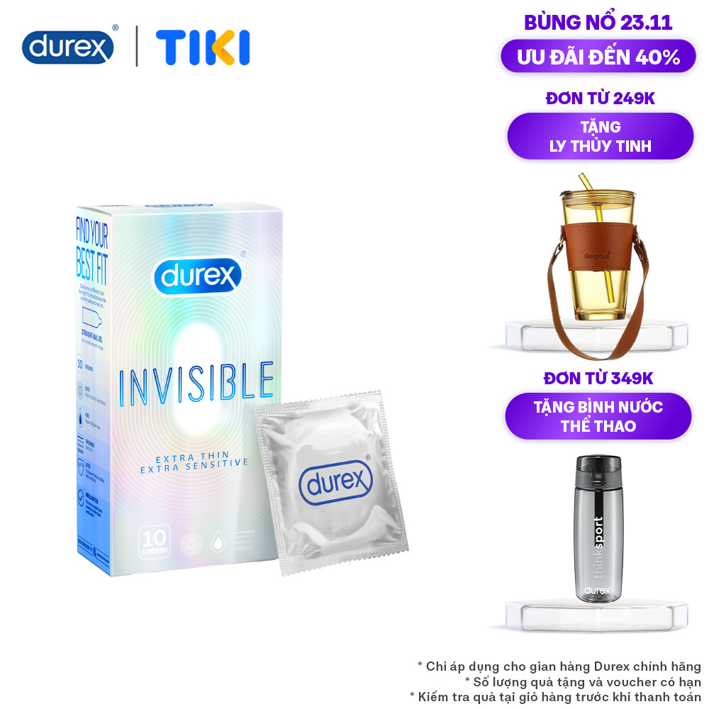 Bao cao su Durex Invisible Extra Thin Extra Sensitive 1 Hộp 10 Bao