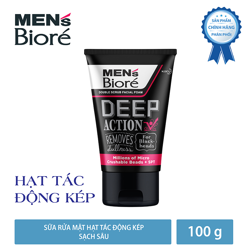 Sữa Rửa Mặt Men Biore Hạt Tác Động Kép Sạch Sâu 100g