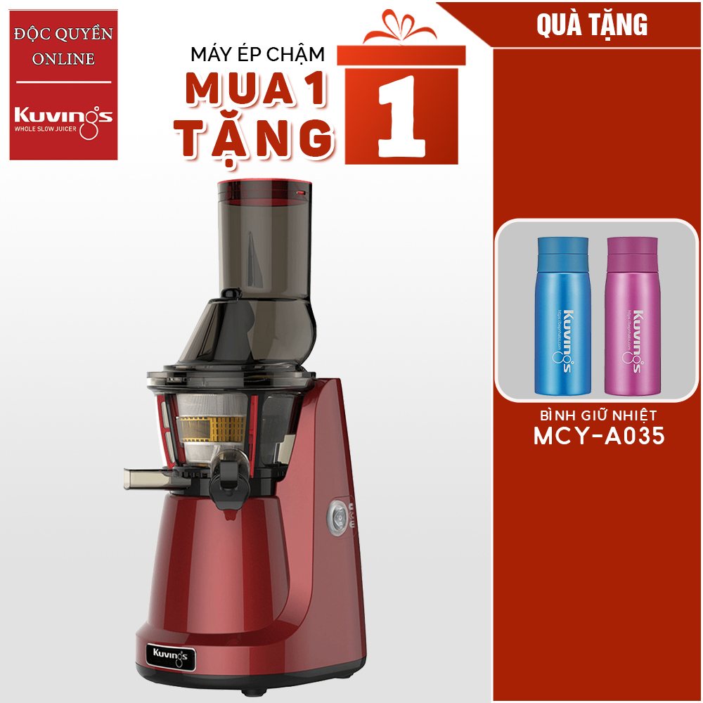 Máy Ép Chậm Kuvings NS-321CBM2 (Màu đỏ) - Tặng Kèm Bình giữ nhiệt Tiger MCY-A035 (Giao màu ngẫu nhiên) - Hàng Chính Hãng