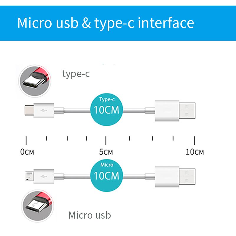 Mini Short Line Bank điện thoại di động điện thoại di động di động USB Type-C Sạc dữ liệu Truyền dữ liệu toàn bộ Cáp dữ liệu 10cm 20cm Màu sắc: Đặt 3