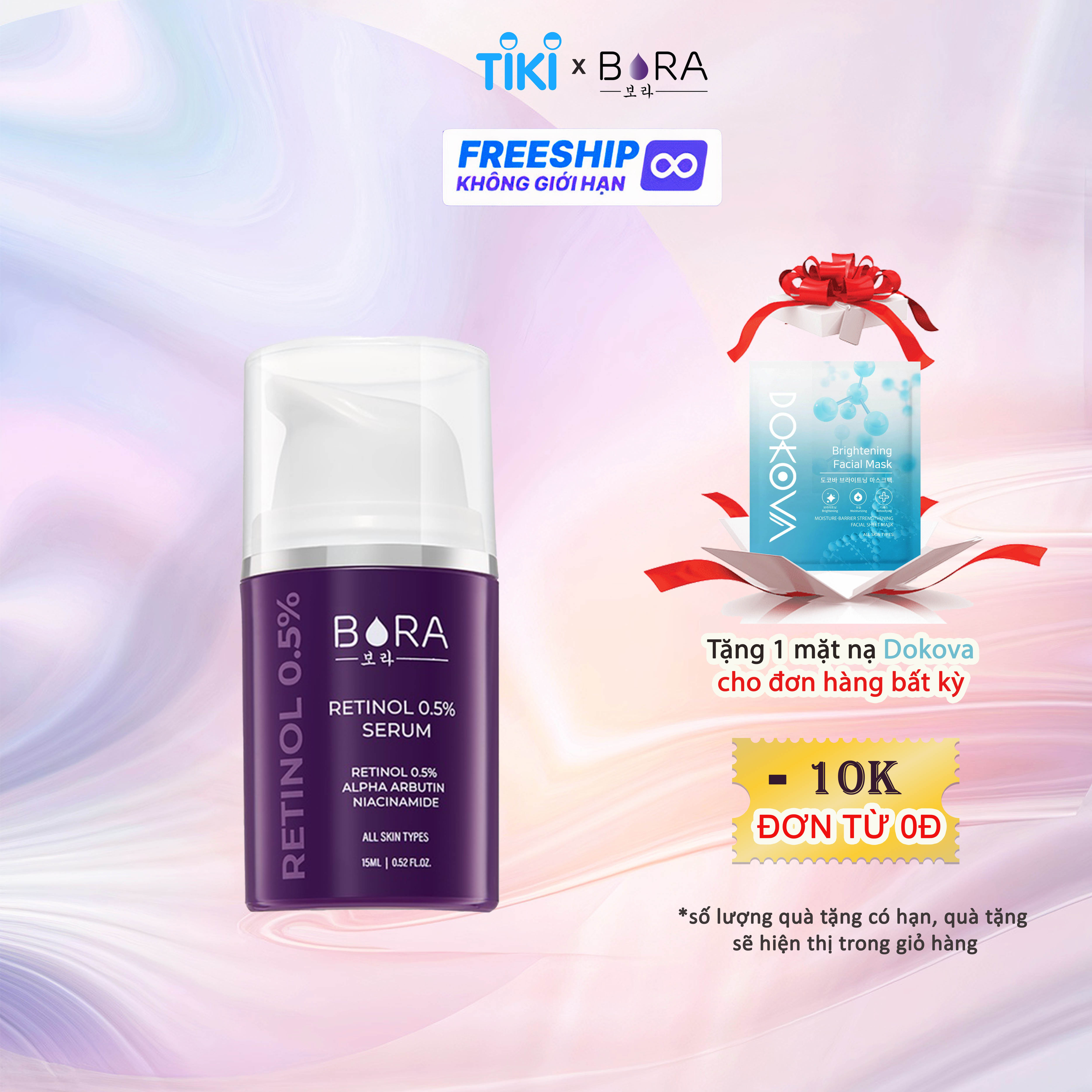 Serum dưỡng trắng, chống lão hóa và căng bóng da Bora Retinol 0.5% chai 15ml