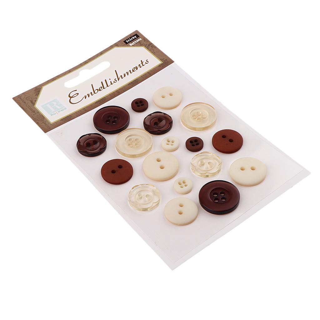 18x self adhesive assorted resin fastener button for DIY craft