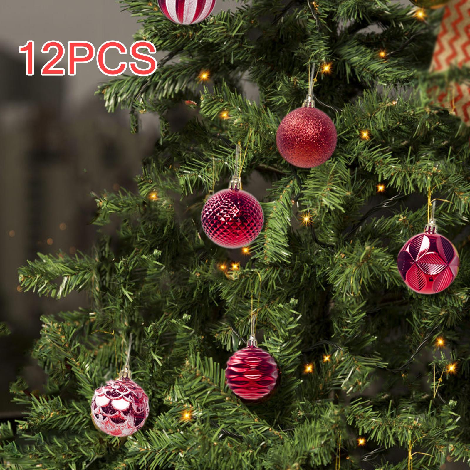 12Pcs Christmas Balls Xmas Tree Hanging Pendants DIY for Home Decorations