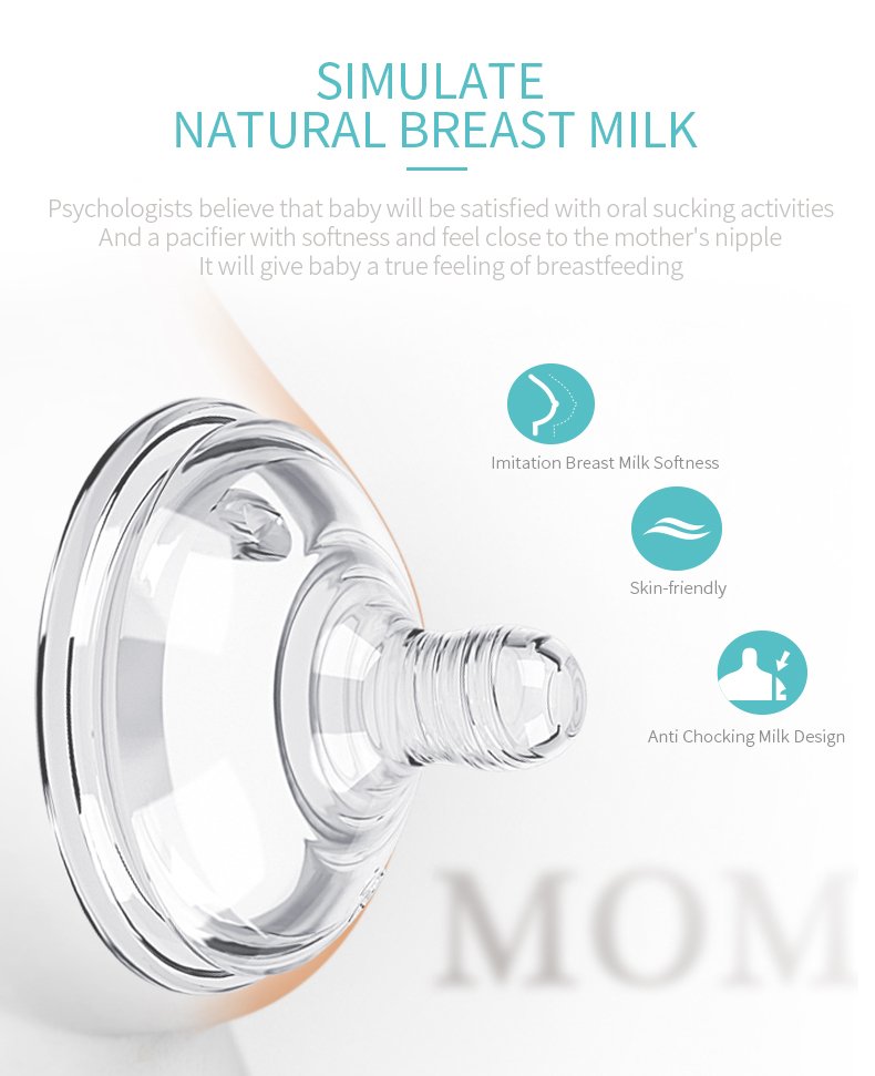 Bình sữa cổ rộng 300ml màu xanh, núm ty mềm mại được các mẹ tin dùng cho bé
