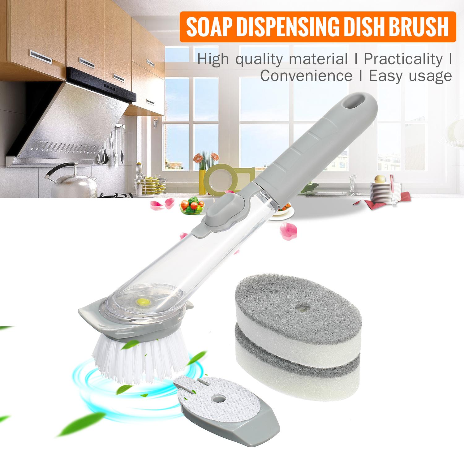Bàn chải rửa chén pha chế xà phòng với Lỗ treo tiện lợi kèm 3 đầu cho các ứng dụng khác nhau