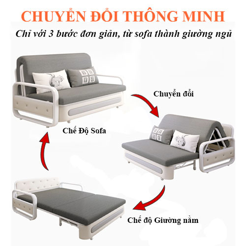 Giường Sofa Thông Minh-Ghế Sofa Giường Đa Năng Gấp Gọn Có Ngăn Chứa Đồ Tặng Kèm 2 Gối