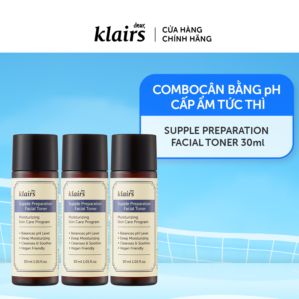 Combo 3 nước hoa hồng Dear Klairs Supple Preparation Facial Toner mini 30ml