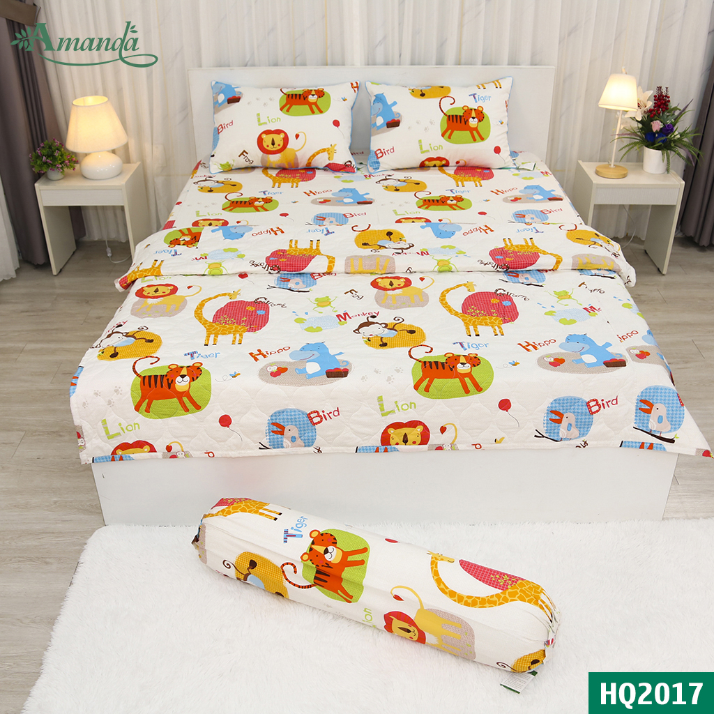 Vỏ gối ôm 35*105cm Amanda HQ2017, chất liệu cotton lụa satin Hàn Quốc mềm mịn thoáng mát