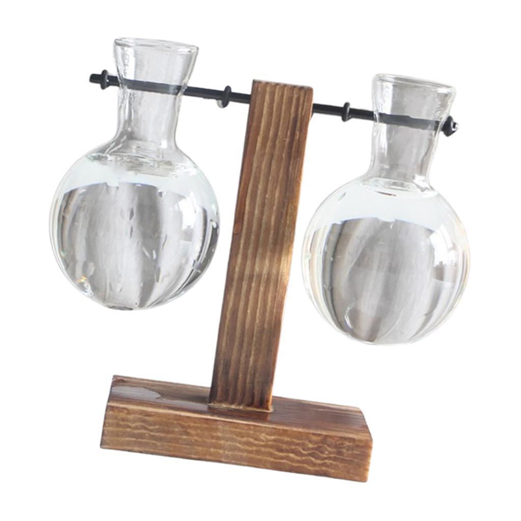 3X Test Tube Flower Vase Wooden Stand for  Plant Stand with 2 Vase
