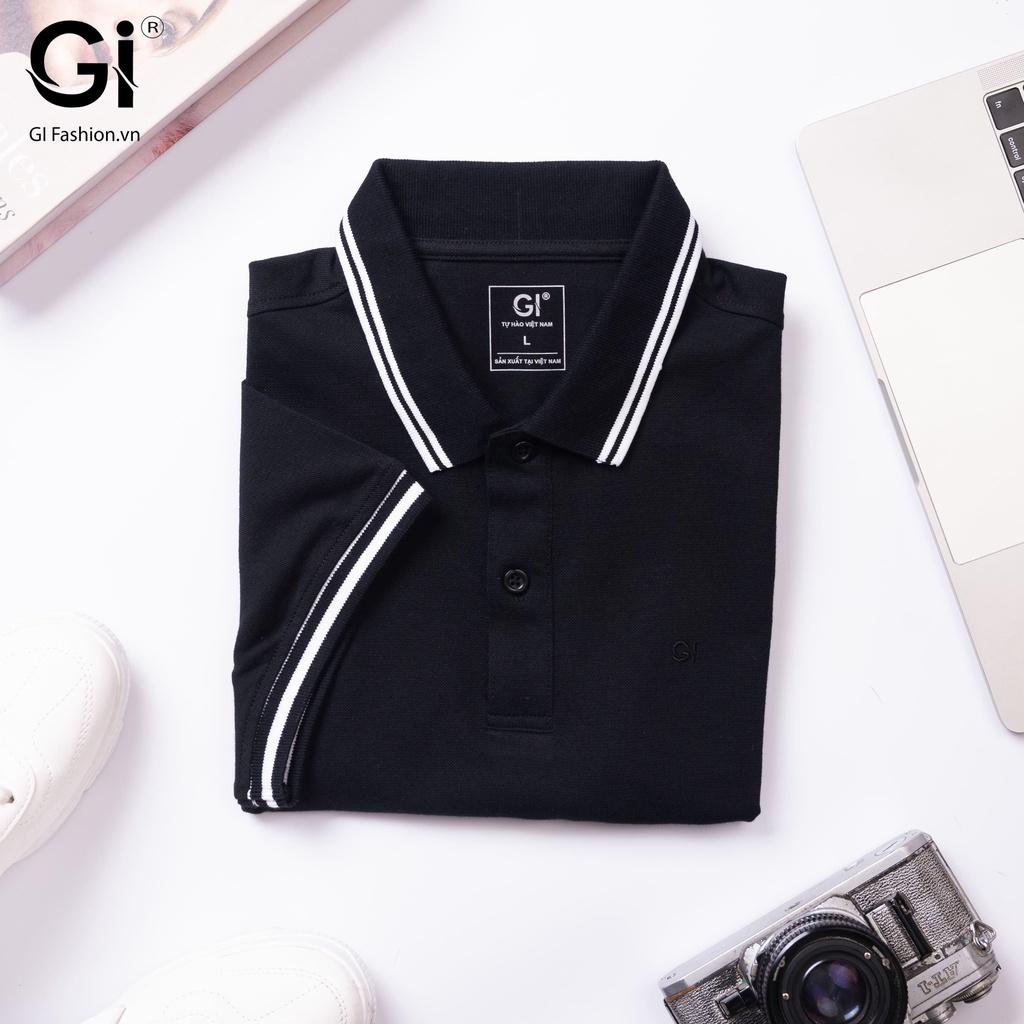 Áo polo nam màu đen, chất liệu Cotton co giãn 4 chiều thấm hút mồ hôi