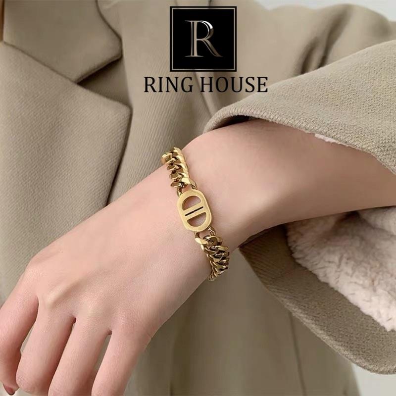 (Titan) Lắc Tay Vòng Tay Nữ Dây Xích Titan Không Gỉ Vàng Gold Cá Tính DO Đẹp Ring House