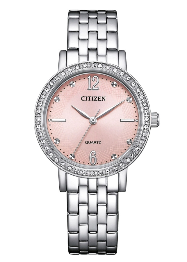 Đồng Hồ Nữ Citizen Pin-Quartz Đính Đá Swarovski Dây Thép Không Gỉ EL3100-55W - Mặt Hồng (31mm)