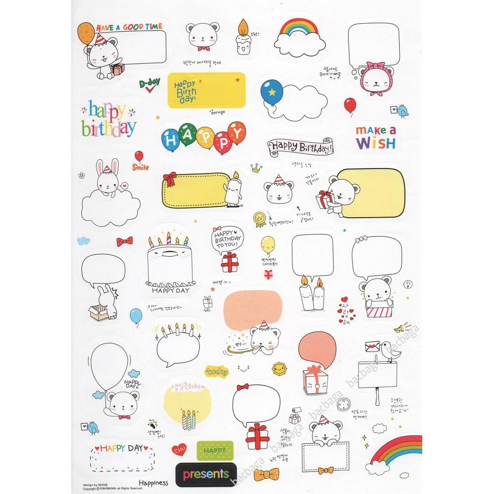 Bộ 80 Miếng Sticker Trang Trí Happy Birthday Scrapbook Cardmaking Hộp Quà Sổ Tay