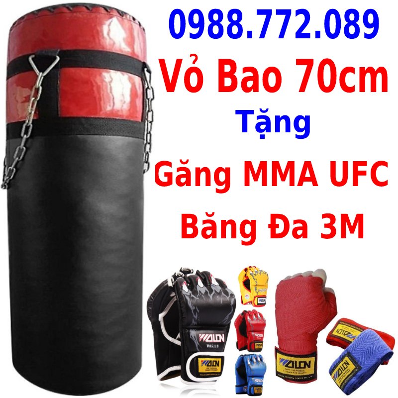 Combo vỏ bao cát tập boxing, mma + găng bao tay đấm bốc boxing, mma - Thiết bị tập đấm bốc boxing, mma, muay, võ cổ truyền