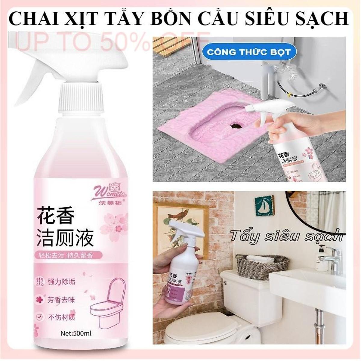 Chai Xịt Tẩy Rửa Vệ Sinh Bồn Cầu Cực Mạnh Hương Nước Hoa Anh Đào, Khử Khuẩn, Siêu Sạch Không Độc Hại 500ml