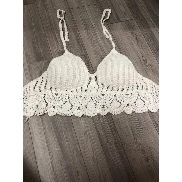 36-Set bikini ren 2 món bra gấu sóng-quần ren hoa to đi biển siêu đẹp