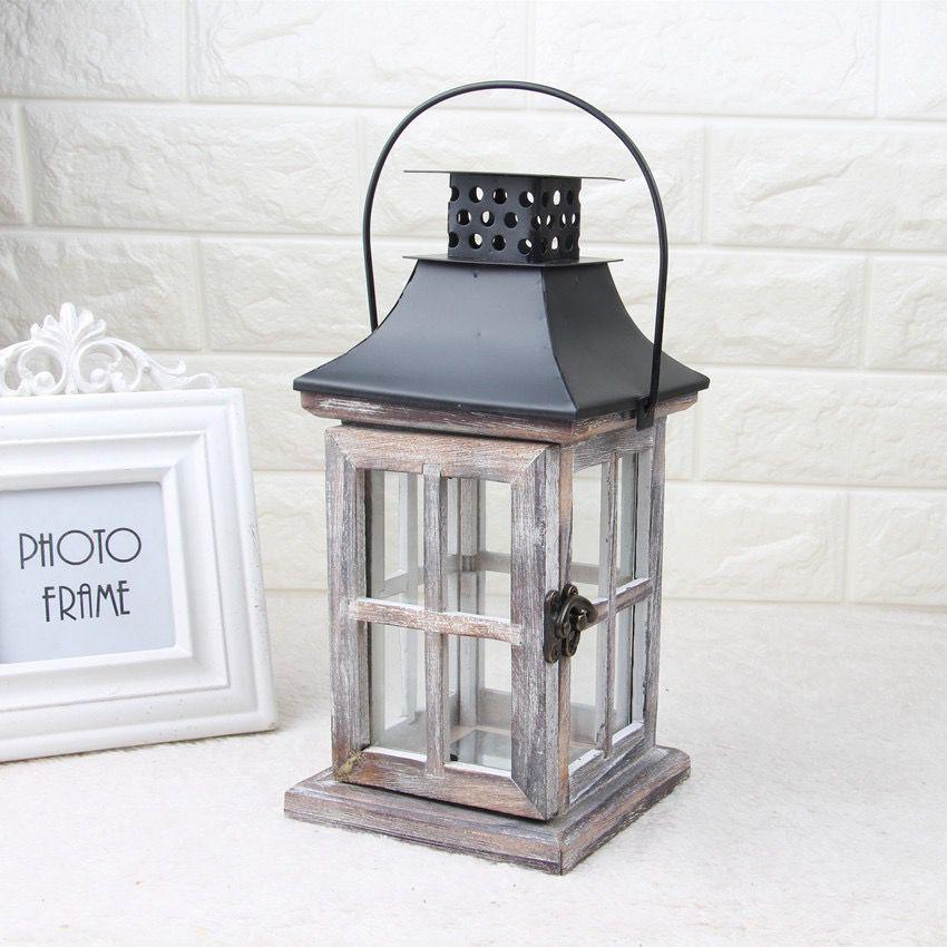 Đèn g nến bằng gỗ - Đèn g trắng trang trí 12cm, Giá đỡ nến cổ điển Shabby Chic Trang trí bàn ngoài trời Trong nhà Vườn nhà Trang trí đám cưới Giáng sinh