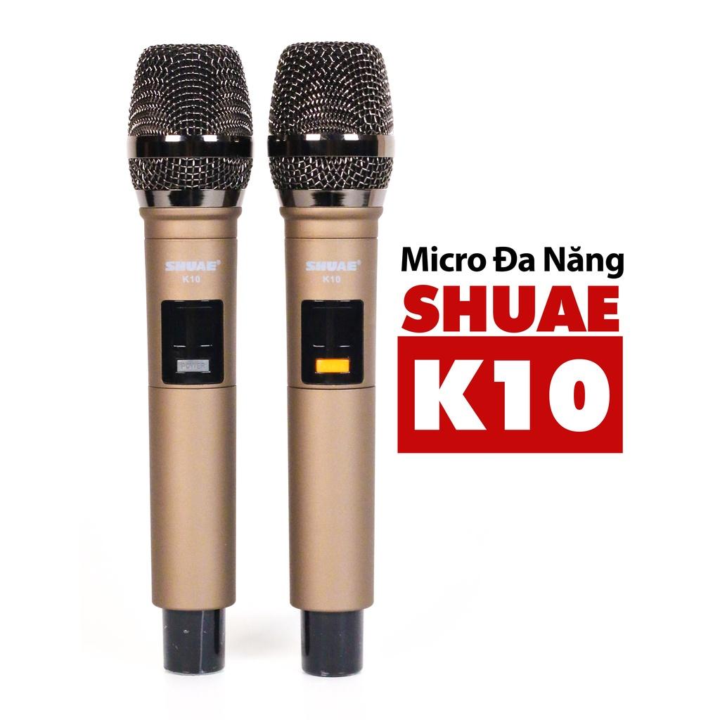 Micro karaoke không dây đa năng cao cấp Shuae K10 dành cho mọi loa tặng 3 pin sạc 2 chống lăn 2 mút chụp jack chuyển 3.5