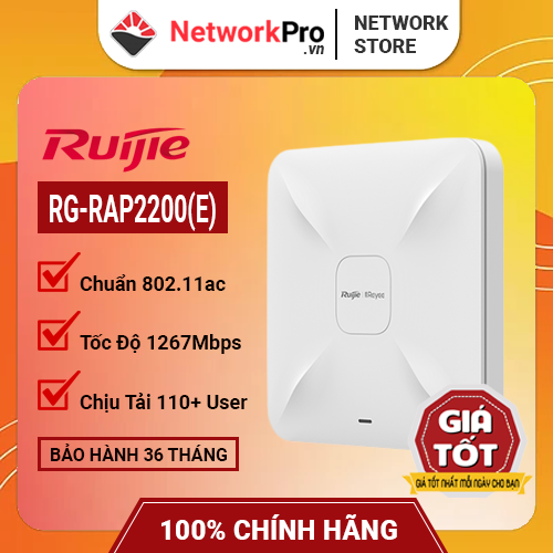 Bộ Phát WiFi Ruijie RG-RAP2200(E) – Chịu Tải 110 User, Tốc Độ 1267Mbps (Hàng Chính Hãng)