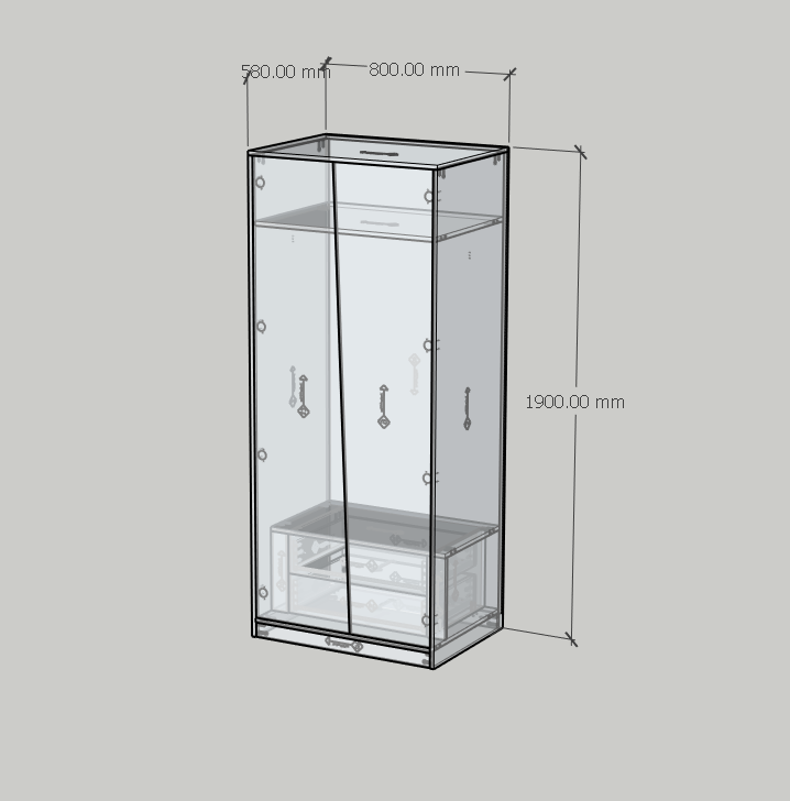 HAPPY FURNITURE , Tủ quần áo 2 cửa mở - DALEY ,TCM_278 , 80cm x 58cm x 190cm DxRxC