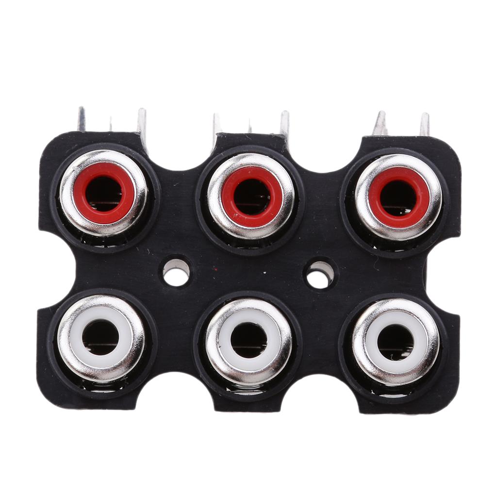 10 Pieces PCB Mount AV Concentric Outlet 6 RCA Female Socket Connector Board