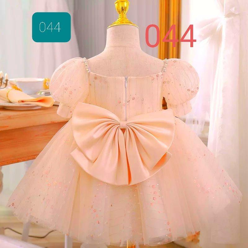 Đầm hồng da dự tiệc sinh nhật cho bé size 7kg đến 40kg.
