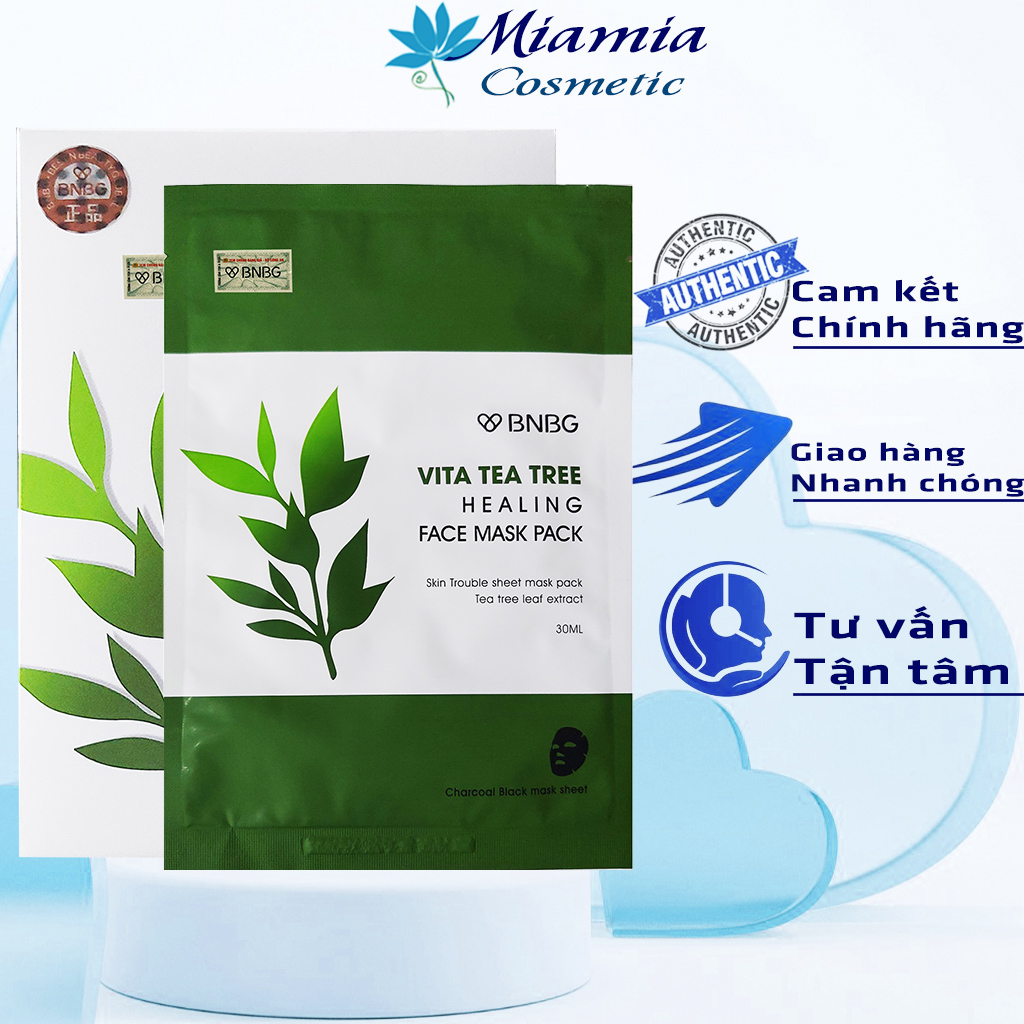 Mặt Nạ Tràm Trà BNBG Vita Tea Tree Healing Face Mask Pack [MIẾNG LẺ] Kiểm Soát Dầu Mụn Thải Độc Da