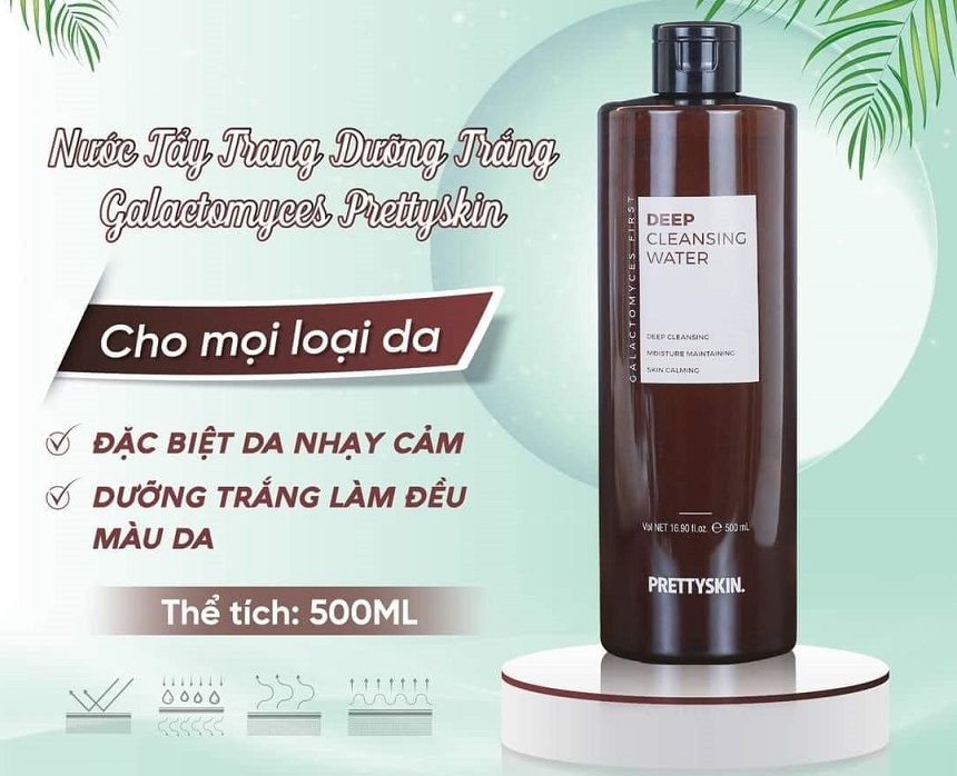 Nước Tẩy Trang dưỡng trắng Galatomyces Prettyskin 500ml 