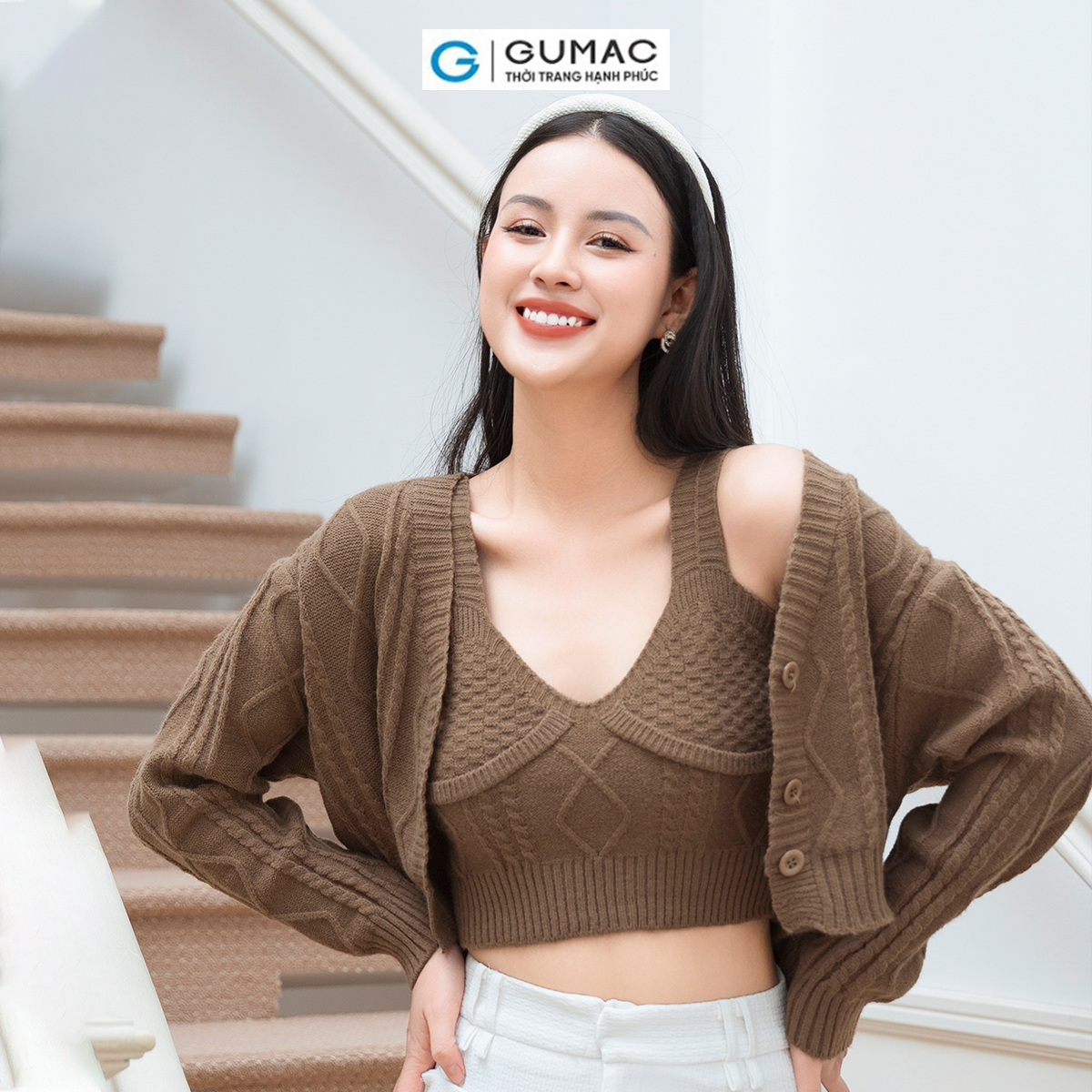 Áo cardigan phối layer thời trang GUMAC AD10048