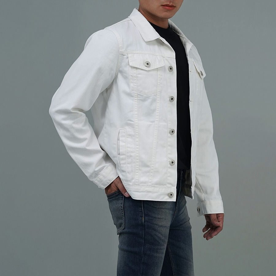 Áo Khoác Jeans Cao Cấp HUNTER X-RAYS Form Slim Cotton Màu Trắng K12
